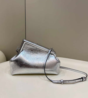 Fendi 8BP129 First Small Silver laminated leather bag 80018M - Default Title - View 2