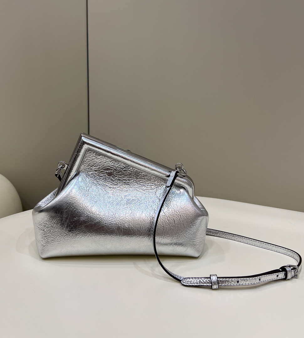 Fendi 8BP129 First Small Silver laminated leather bag 80018M - Default Title - View 2