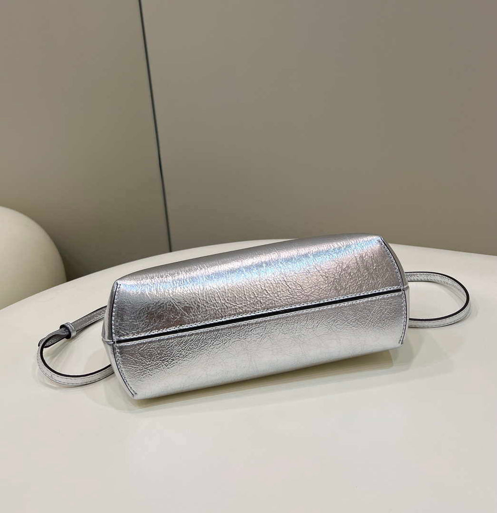 Fendi 8BP129 First Small Silver laminated leather bag 80018M