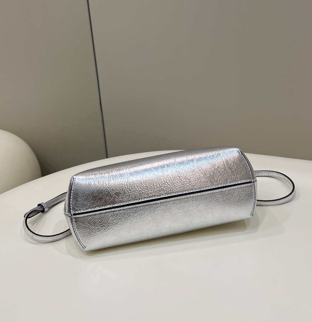 Fendi 8BP129 First Small Silver laminated leather bag 80018M