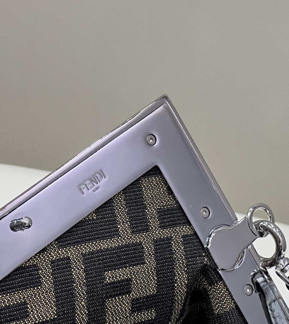 Fendi 8BP129 First Small Silver laminated leather bag 80018M