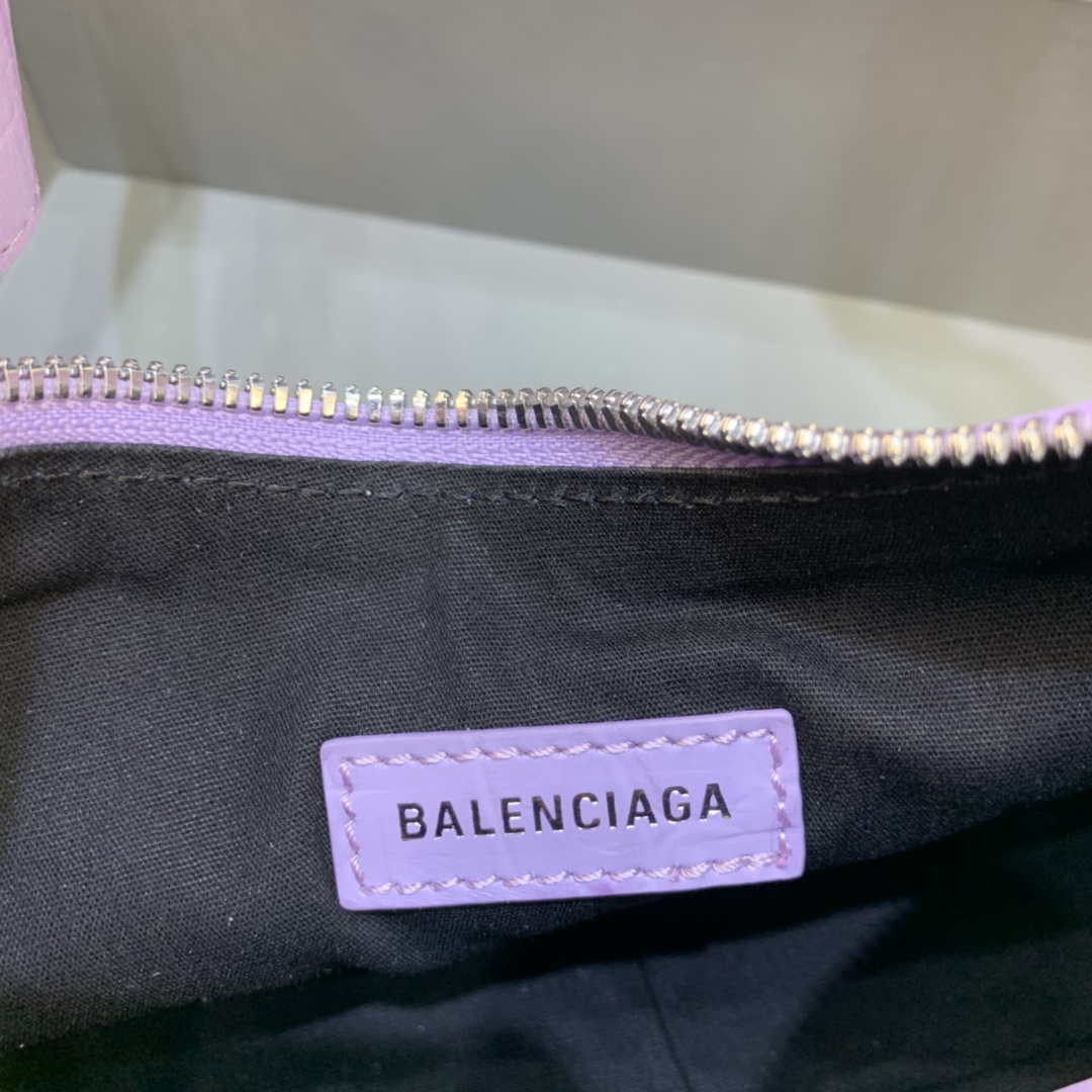 Balenciaga 700940210 Women's Neo Cagole XS Handbag in Crocodile Embossed Purple