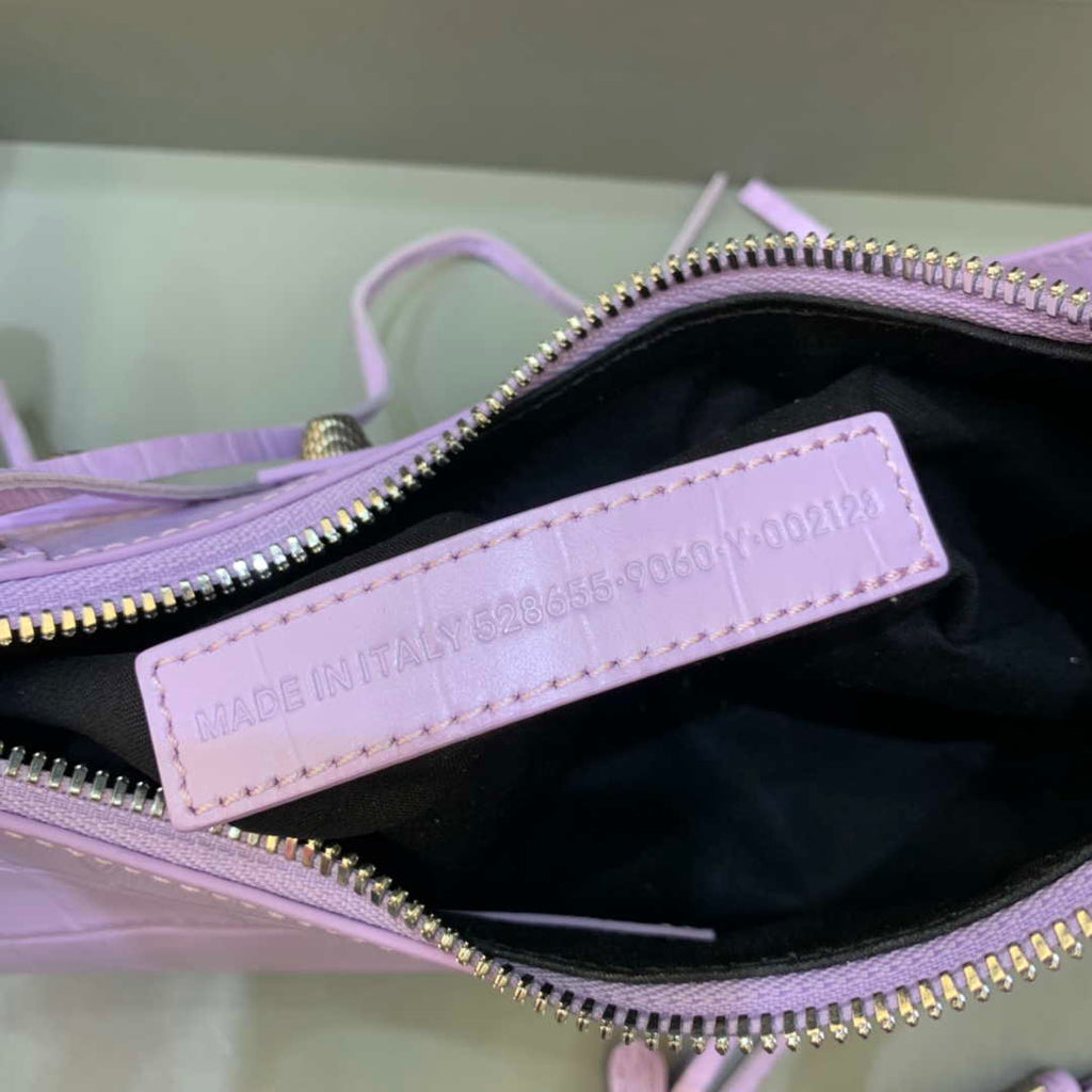 Balenciaga 700940210 Women's Neo Cagole XS Handbag in Crocodile Embossed Purple