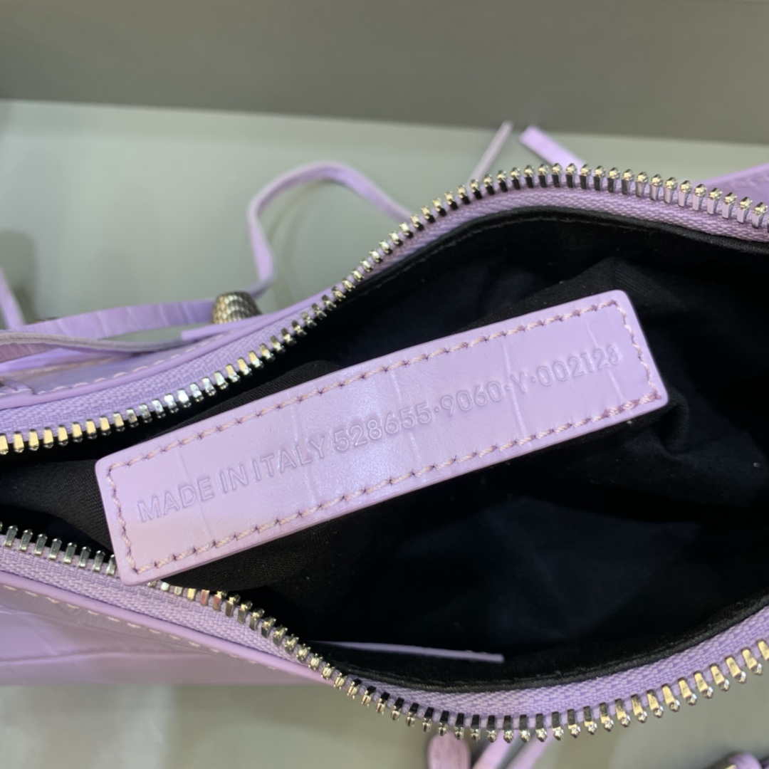 Balenciaga 700940210 Women's Neo Cagole XS Handbag in Crocodile Embossed Purple