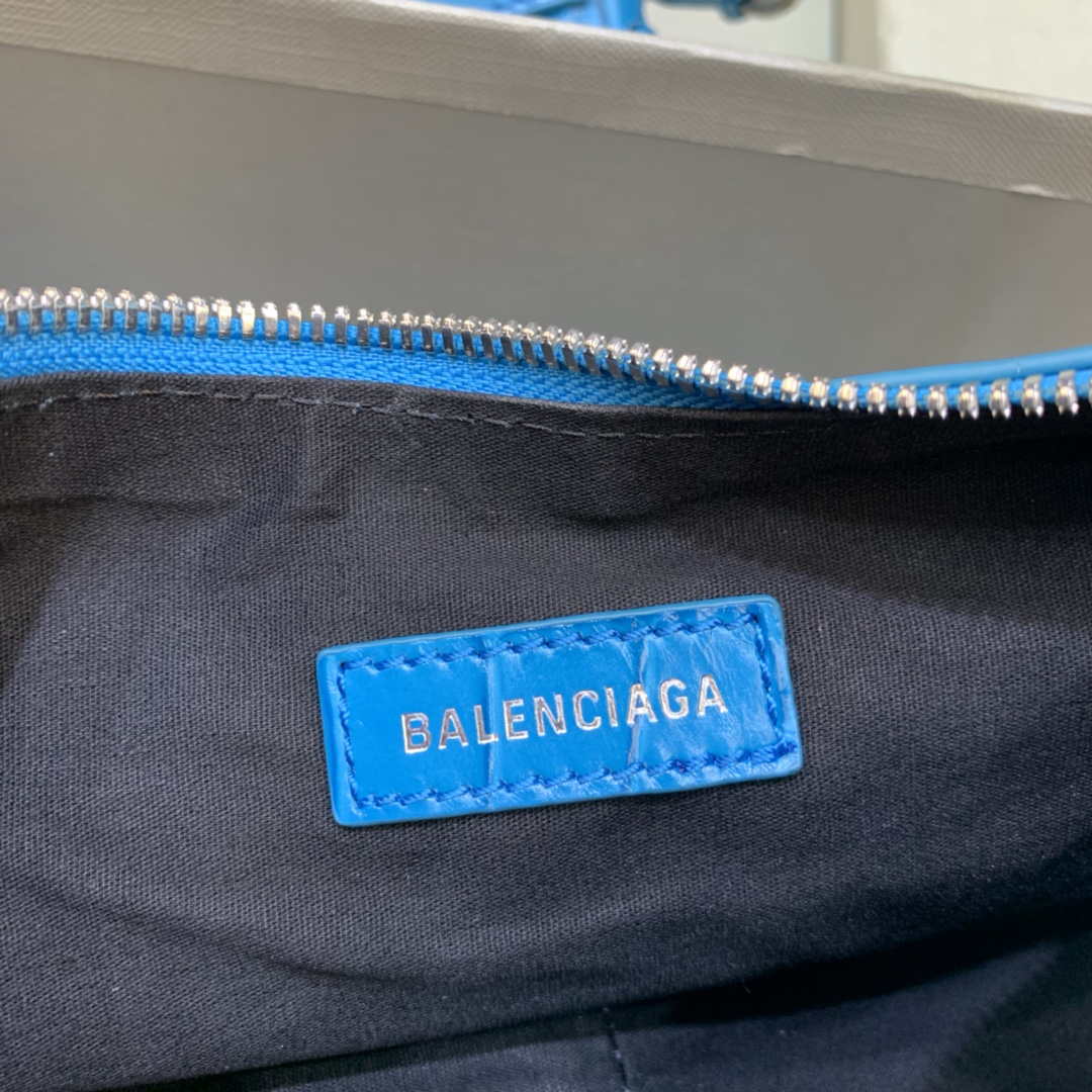 Balenciaga 700940210 Women's Neo Cagole XS Handbag in Crocodile Embossed Blue