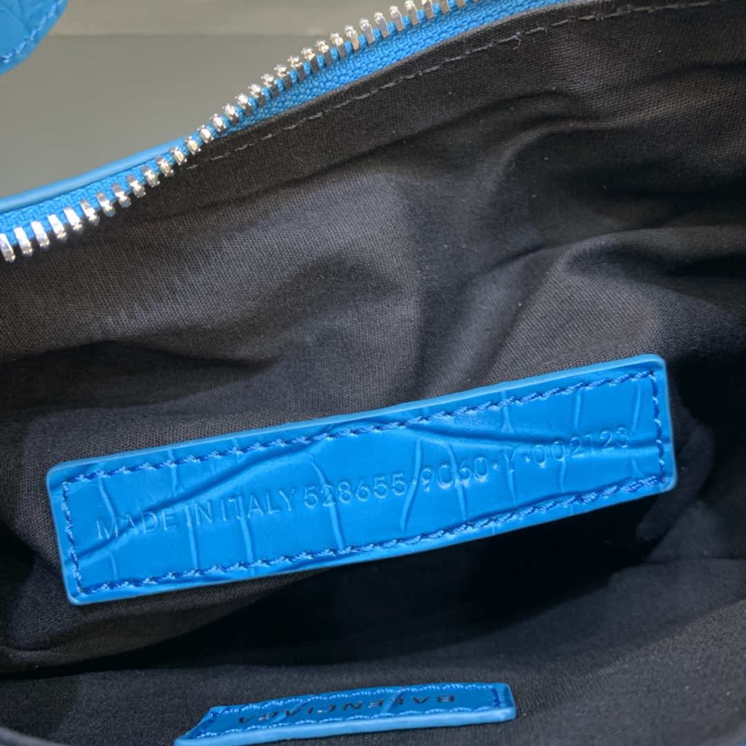 Balenciaga 700940210 Women's Neo Cagole XS Handbag in Crocodile Embossed Blue