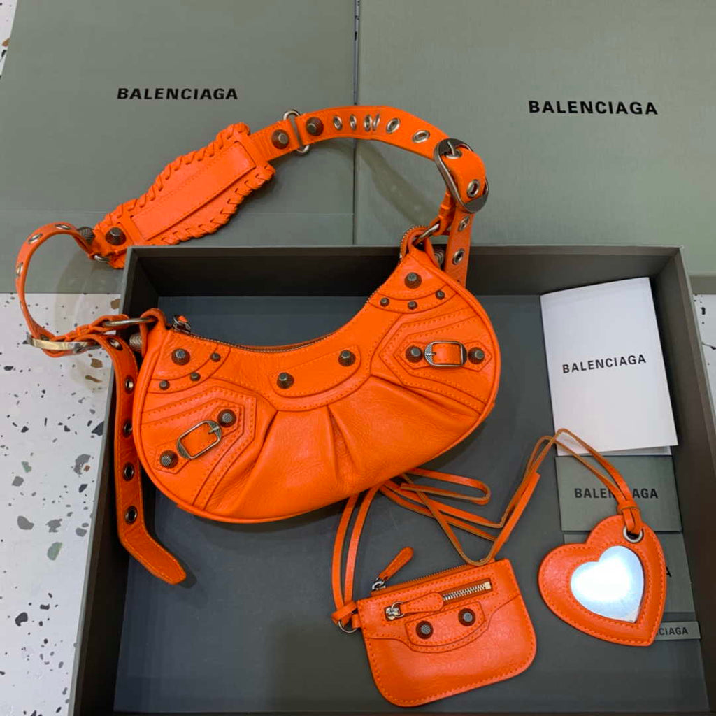 Balenciaga 700940210 Women's Neo Cagole XS Handbag in Orange Arena lambskin