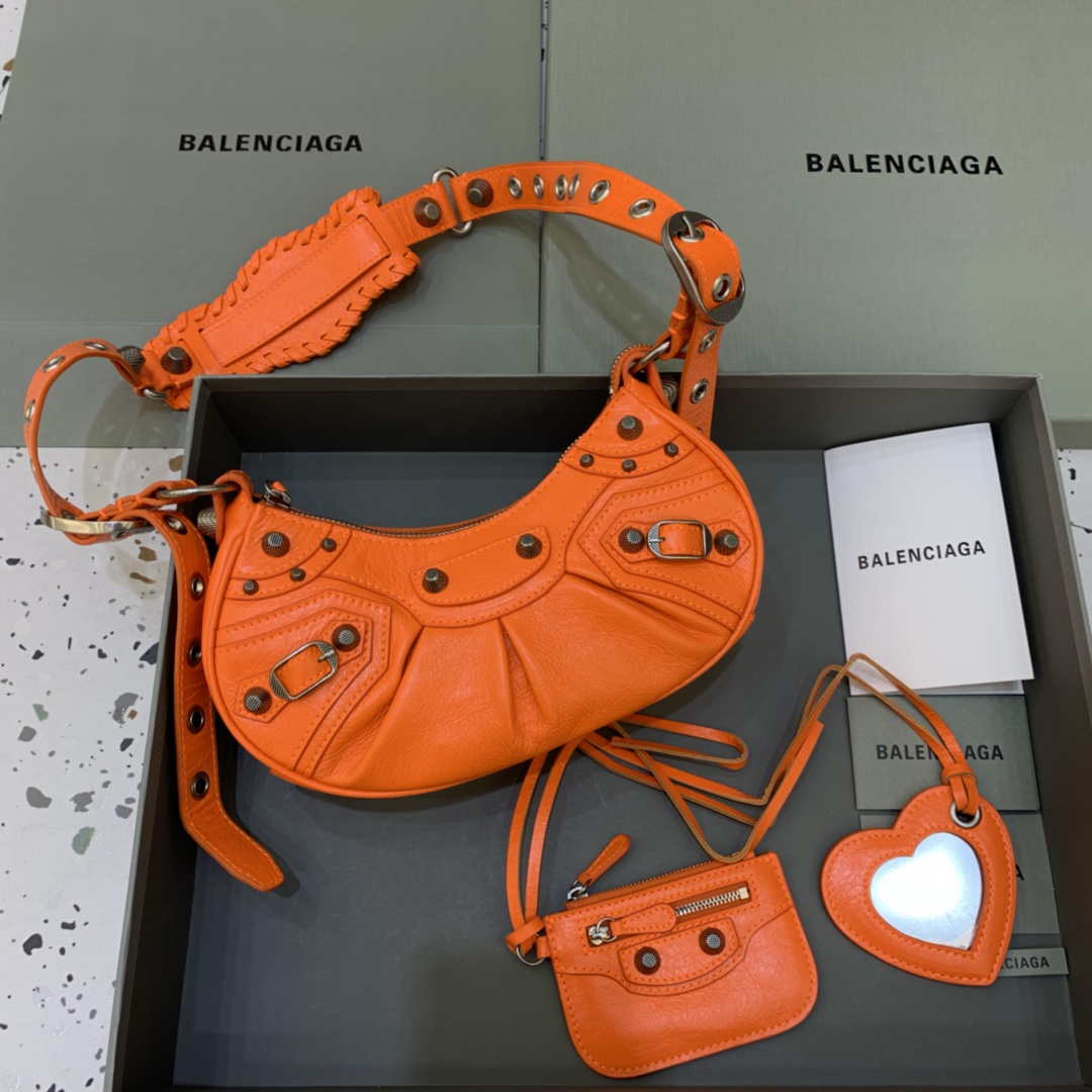 Balenciaga 700940210 Women's Neo Cagole XS Handbag in Orange Arena lambskin