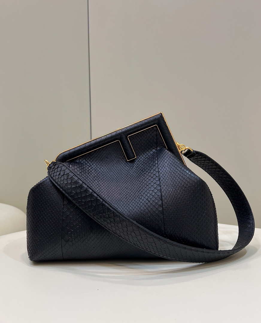 Fendi 8BP127 FENDI FIRST Medium Black Python leather bag