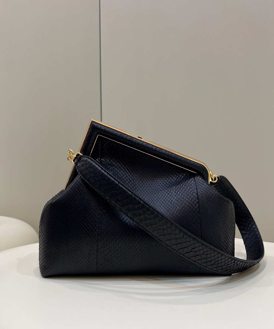 Fendi 8BP127 FENDI FIRST Medium Black Python leather bag