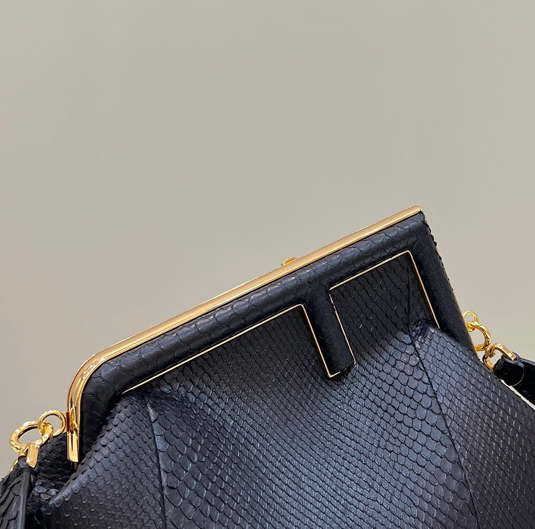 Fendi 8BP127 FENDI FIRST Medium Black Python leather bag