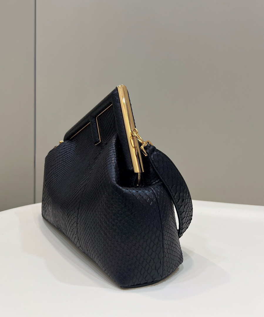 Fendi 8BP127 FENDI FIRST Medium Black Python leather bag
