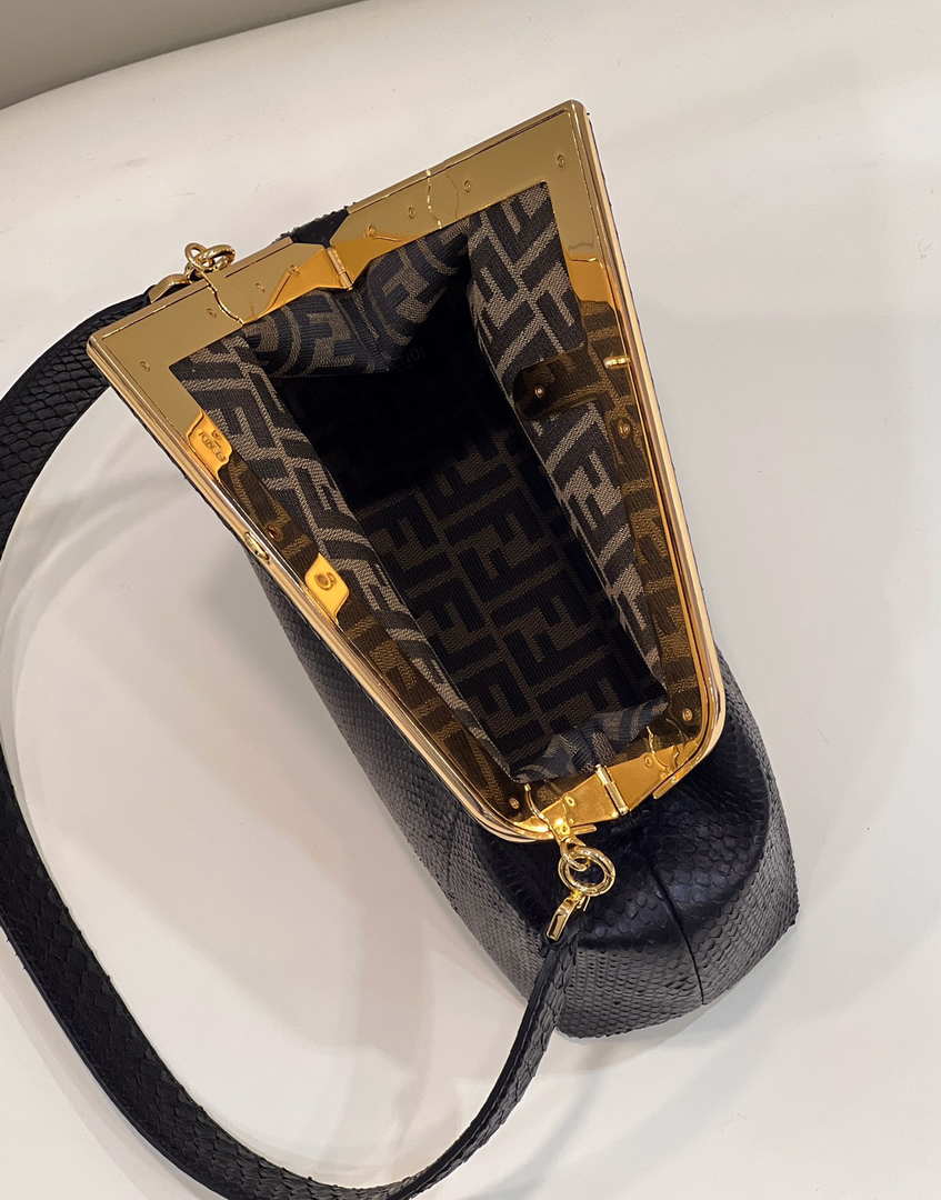 Fendi 8BP127 FENDI FIRST Medium Black Python leather bag
