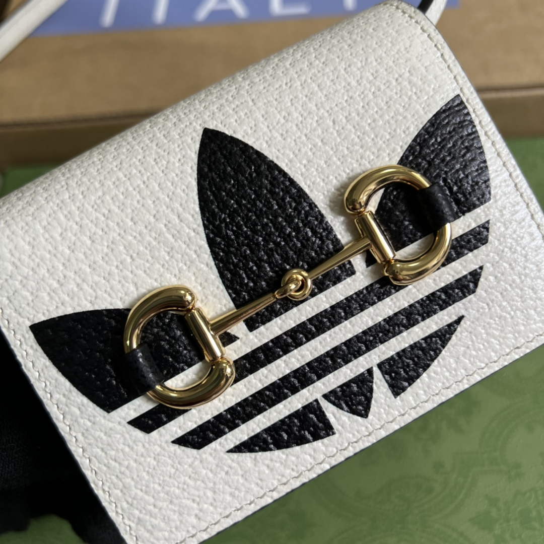 Adidas x Gucci card case with Horsebit 702248 Off-white and black leather - Default Title - View 5