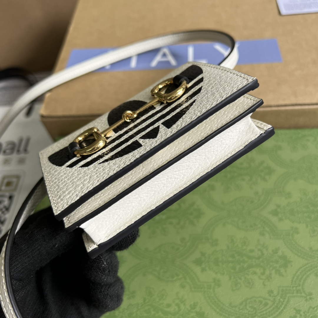Adidas x Gucci card case with Horsebit 702248 Off-white and black leather - Default Title - View 6