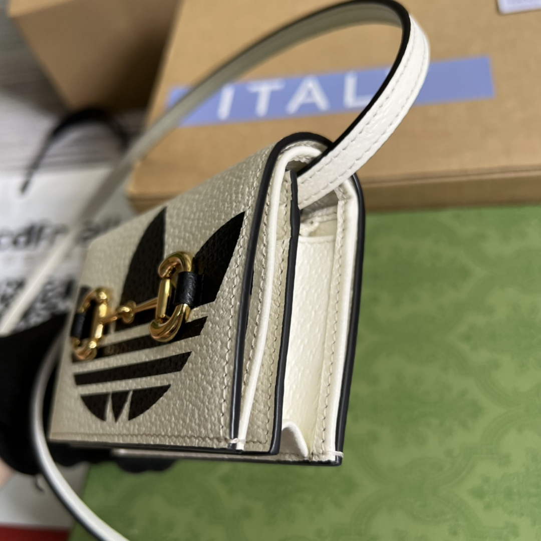 Adidas x Gucci card case with Horsebit 702248 Off-white and black leather - Default Title - View 7