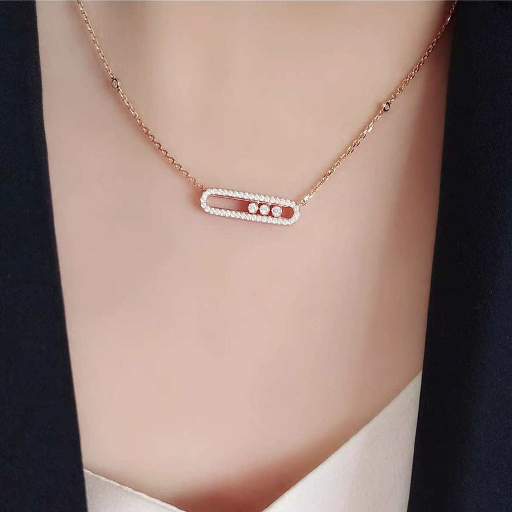 Messika Rose Gold Diamond Necklace Move Classique M20231