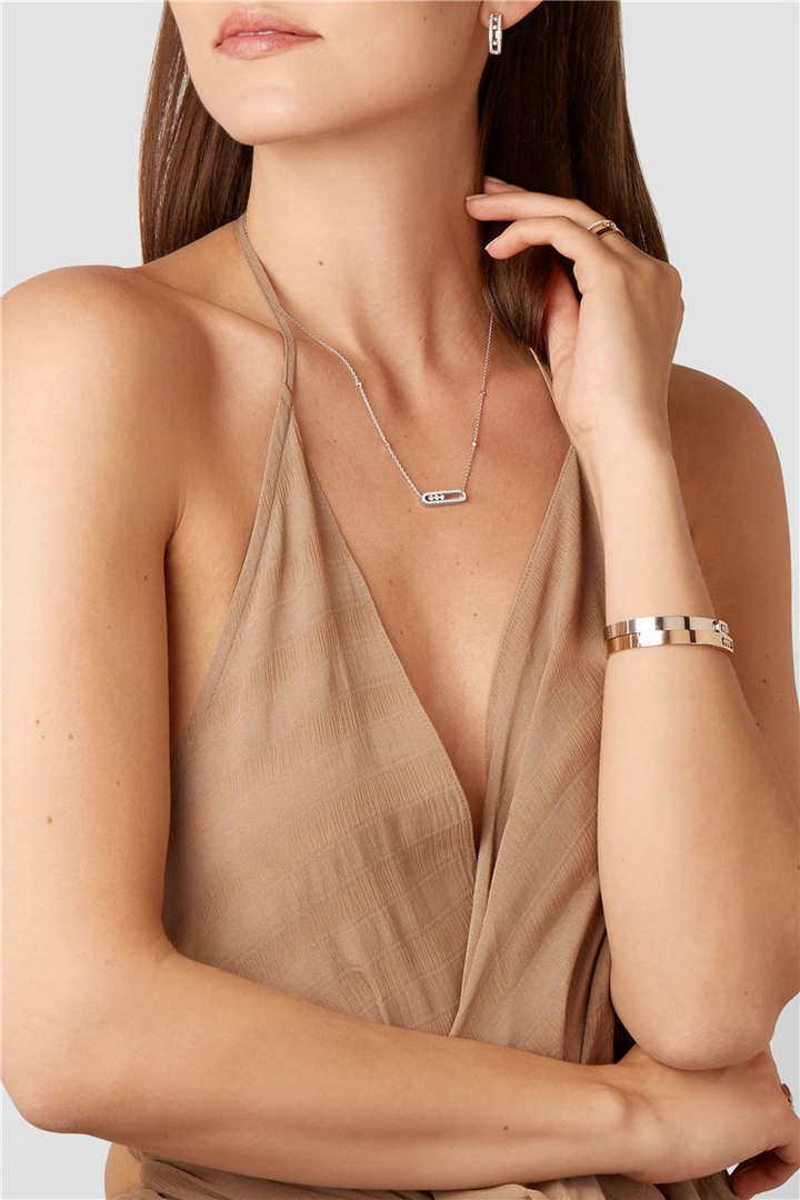 Messika Rose Gold Diamond Necklace Move Classique M20231