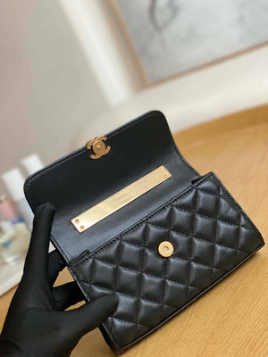 Chanel AP2946 Phone Holder Clutch with Chain Lambskin Black - Default Title - View 8