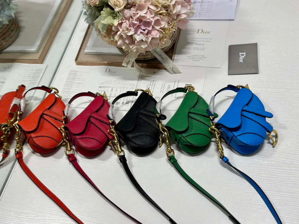 Dior S5685 Micro Saddle Bag With Strap Scarlet Red Goatskin