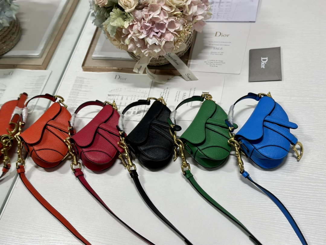 Dior S5685 Micro Saddle Bag With Strap Scarlet Red Goatskin
