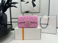 Chanel AS2431 Mini flap Pink with Green Lambskin bag with top handle Gold
