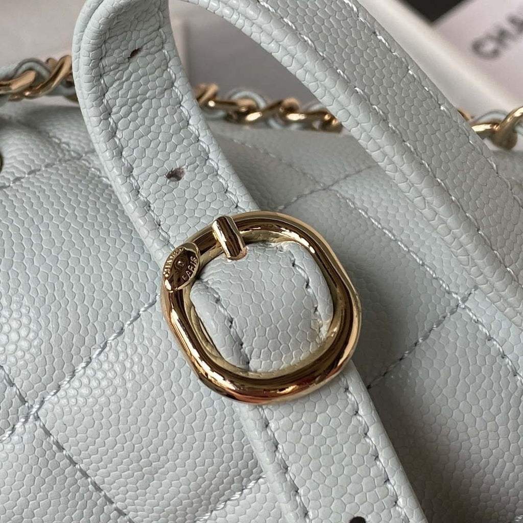 Chanel AS4059 Large Backpack Grained Shiny Calfskin & Gold-Tone Metal Light Blue