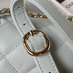 Chanel AS4059 Large Backpack Grained Shiny Calfskin & Gold-Tone Metal Light Blue - Default Title - View 6
