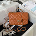 Chanel AS4141 Camellia Embossed With top Handle Bag Caramel - Default Title - View 1