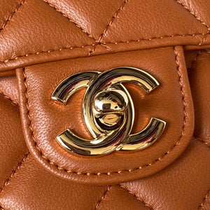 Chanel AS4141 Camellia Embossed With top Handle Bag Caramel - Default Title - View 3