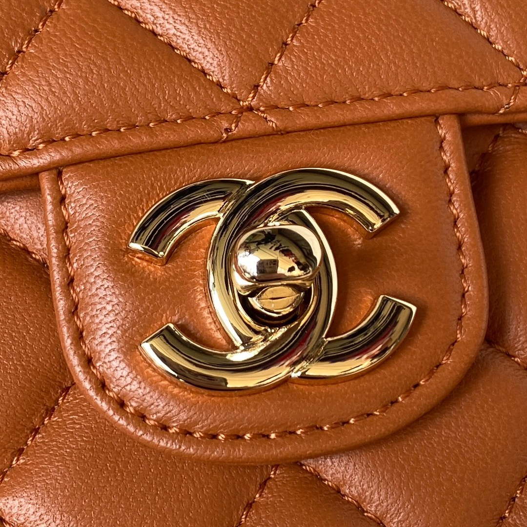 Chanel AS4141 Camellia Embossed With top Handle Bag Caramel
