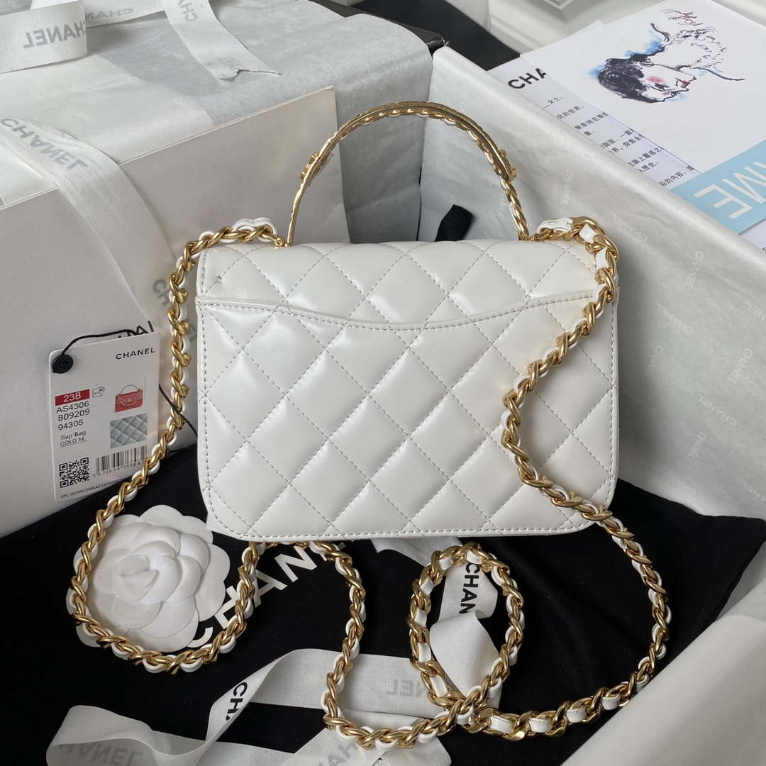 Chanel AS4307 Flap bag with Handle Lambskin white - Default Title - View 2