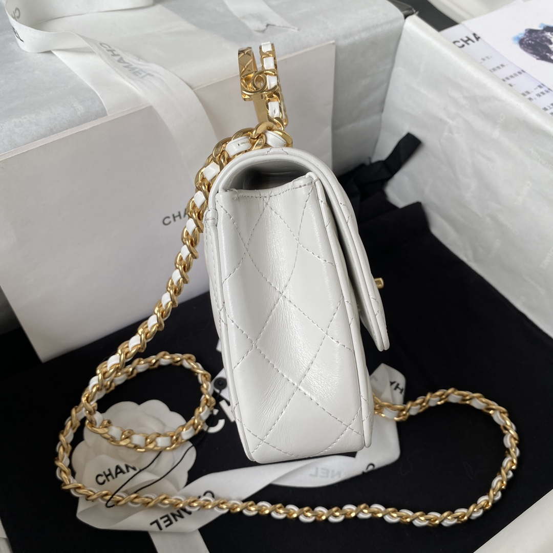 Chanel AS4307 Flap bag with Handle Lambskin white - Default Title - View 5