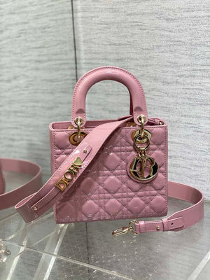 Dior M0538 Small Lady My ABCDior Bag Retro Pink Patent Cannage Calfskin - Default Title - View 1