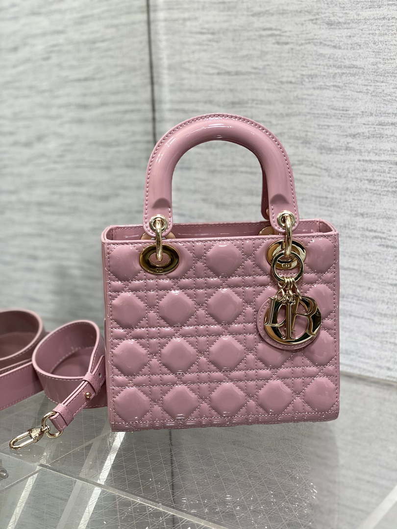 Dior M0538 Small Lady My ABCDior Bag Retro Pink Patent Cannage Calfskin - Default Title - View 2