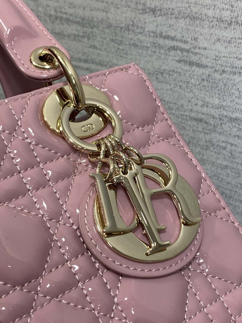 Dior M0538 Small Lady My ABCDior Bag Retro Pink Patent Cannage Calfskin