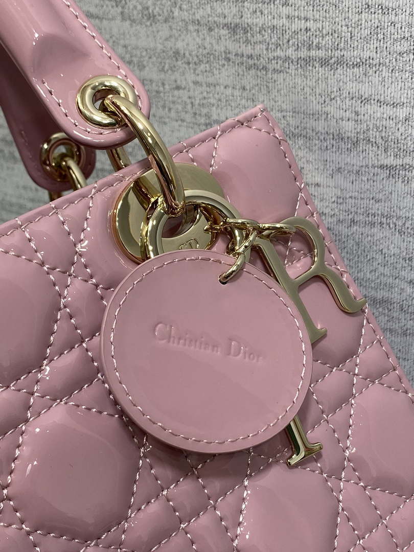 Dior M0538 Small Lady My ABCDior Bag Retro Pink Patent Cannage Calfskin - Default Title - View 4