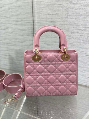 Dior M0538 Small Lady My ABCDior Bag Retro Pink Patent Cannage Calfskin - Default Title - View 5