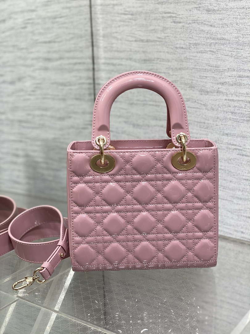 Dior M0538 Small Lady My ABCDior Bag Retro Pink Patent Cannage Calfskin - Default Title - View 5