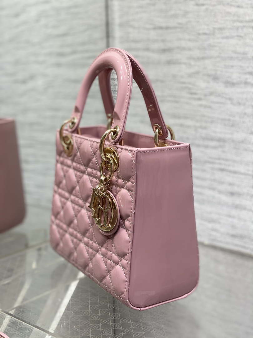 Dior M0538 Small Lady My ABCDior Bag Retro Pink Patent Cannage Calfskin - Default Title - View 6