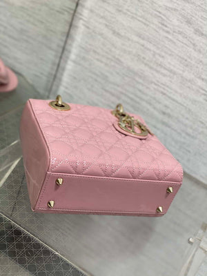 Dior M0538 Small Lady My ABCDior Bag Retro Pink Patent Cannage Calfskin - Default Title - View 7