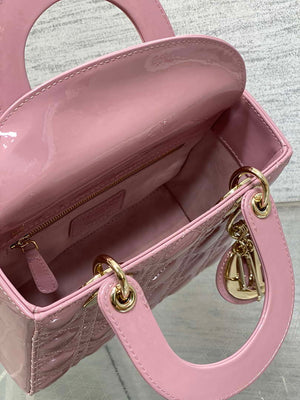 Dior M0538 Small Lady My ABCDior Bag Retro Pink Patent Cannage Calfskin - Default Title - View 8