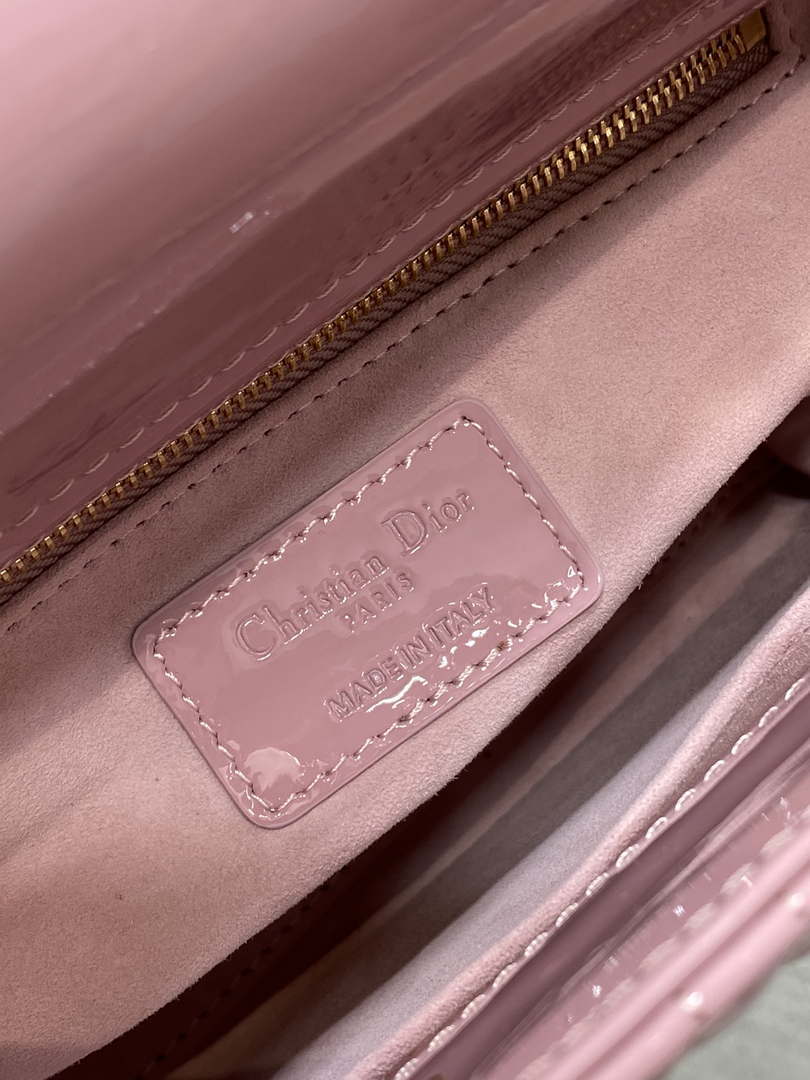 Dior M0538 Small Lady My ABCDior Bag Retro Pink Patent Cannage Calfskin
