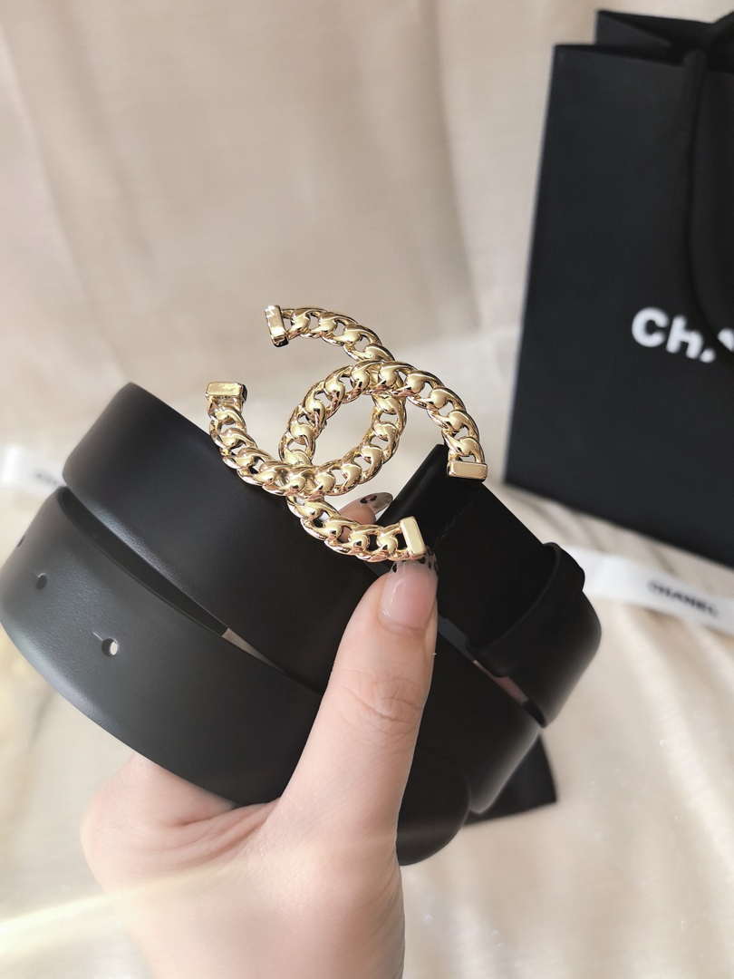 Chanel classic double C belt 3.0Cm leather AA0954
