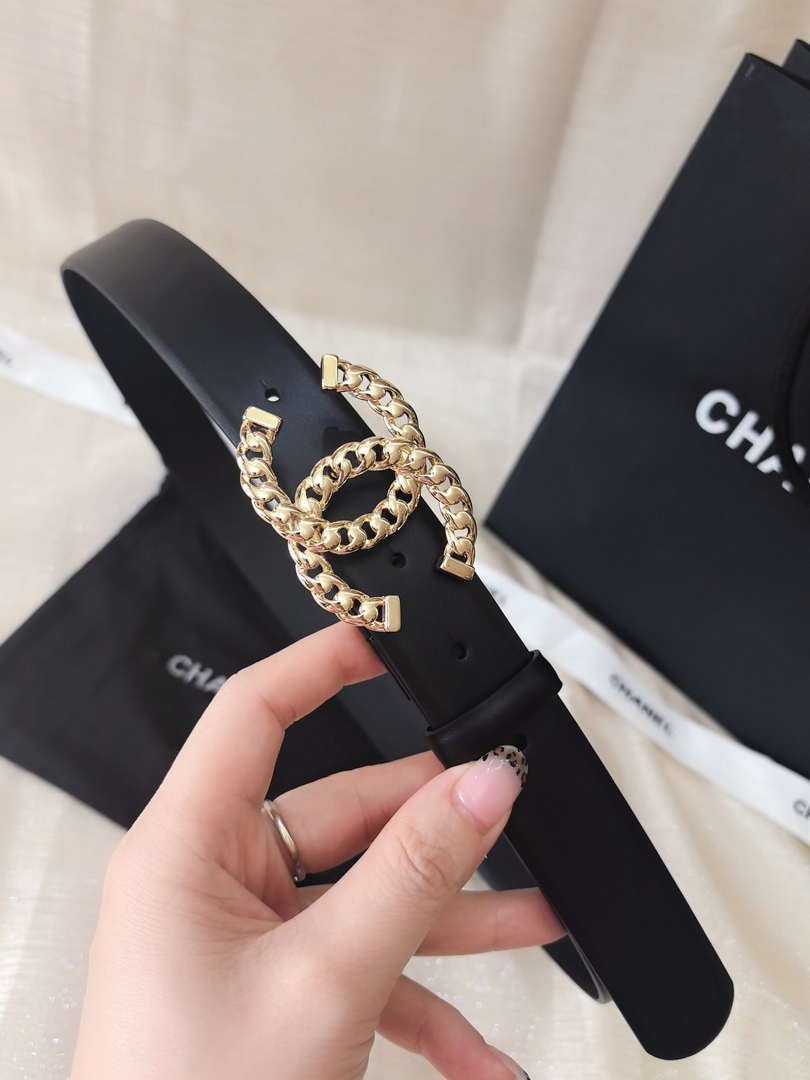 Chanel classic double C belt 3.0Cm leather AA0954