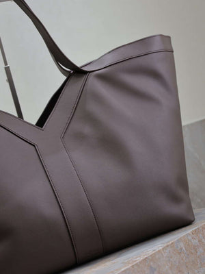 YSL 817602AAEB31000 Y Tote in leather Calfskin Purple Coffe - Default Title - View 3