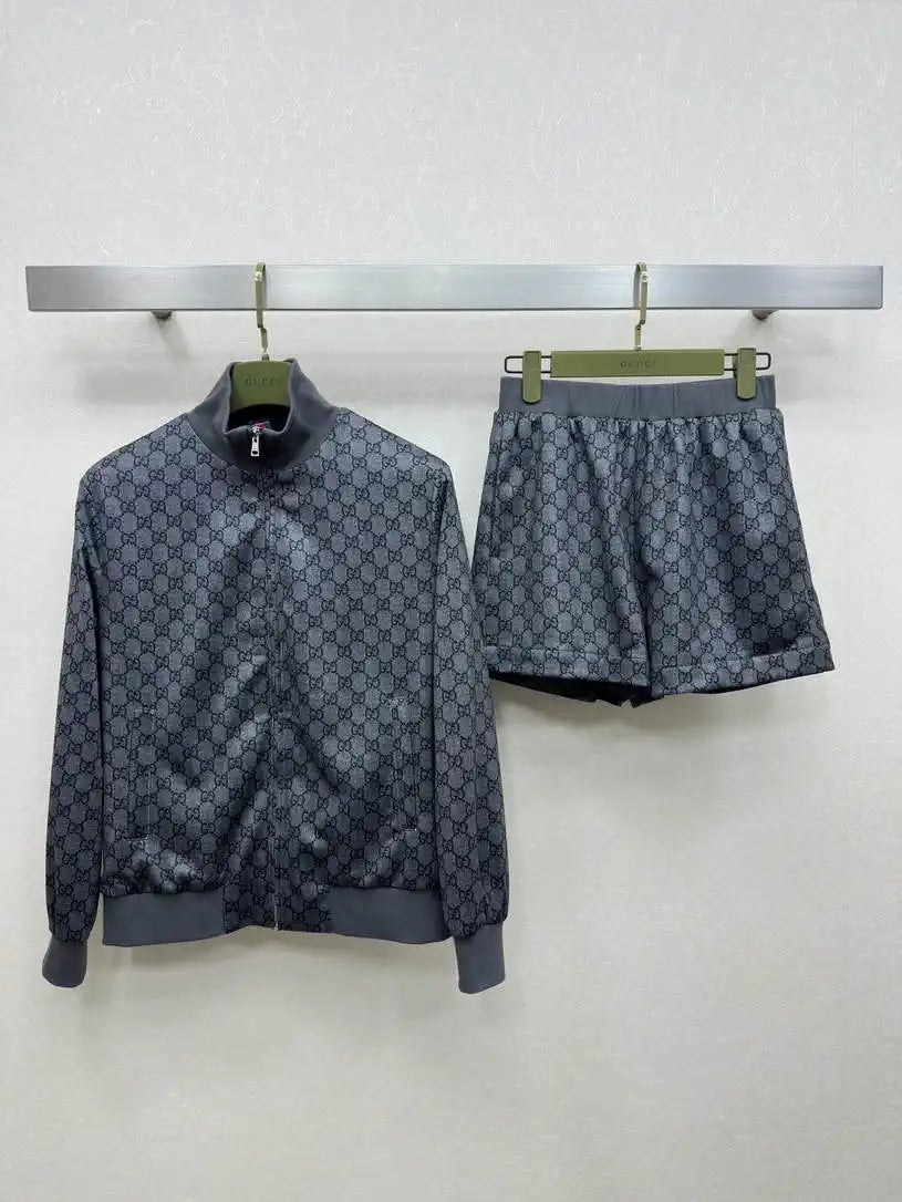 Gucci Women Monogram Print Lapel Jacket & Shorts G11143
