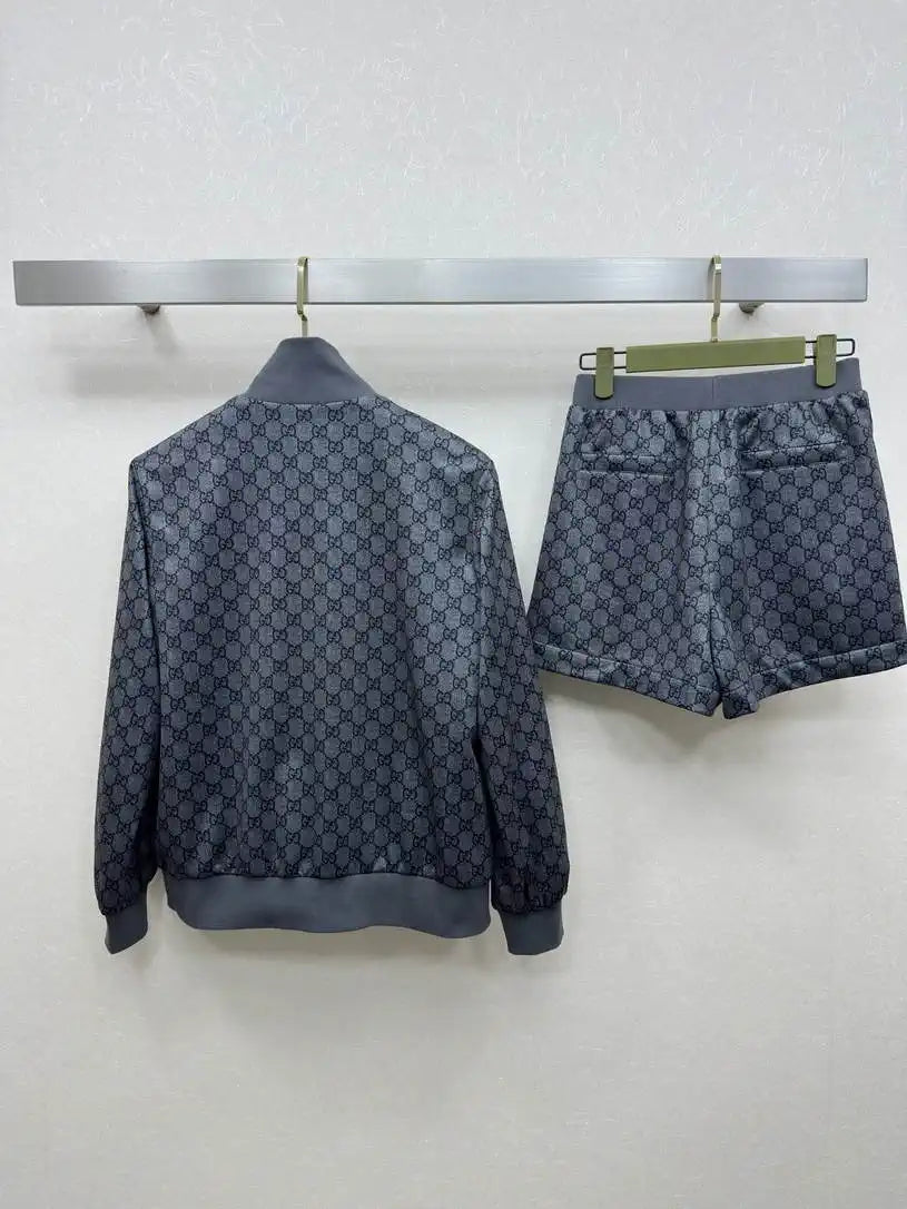 Gucci Women Monogram Print Lapel Jacket & Shorts G11143