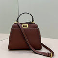 Fendi 8BN244 Peekaboo Mini Wine Red leather bag 8551 Gold