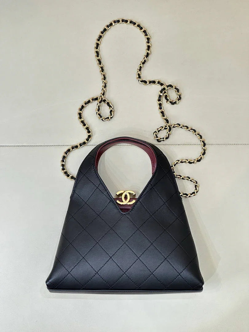 Chanel Hobo Bag Calfskin & Gold-Tone Metal As6392 Black - Default Title - View 1